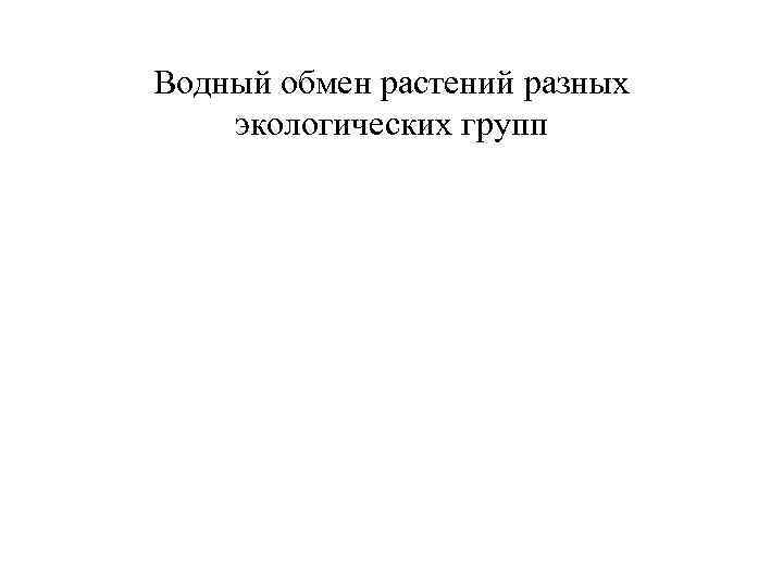 Водный обмен растений разных экологических групп 