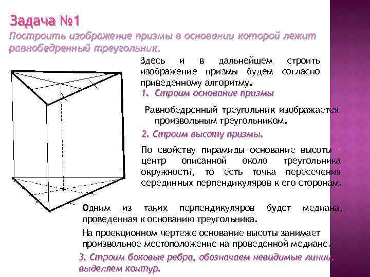 Построить изображение призмы в основании которой лежит равнобедренная трапеция