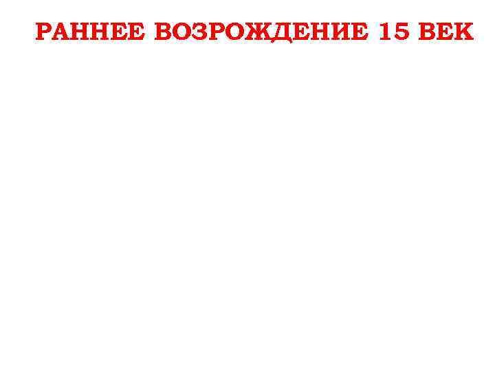 РАННЕЕ ВОЗРОЖДЕНИЕ 15 ВЕК 