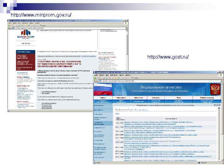 http: //www. minprom. gov. ru/ http: //www. gost. ru/ 