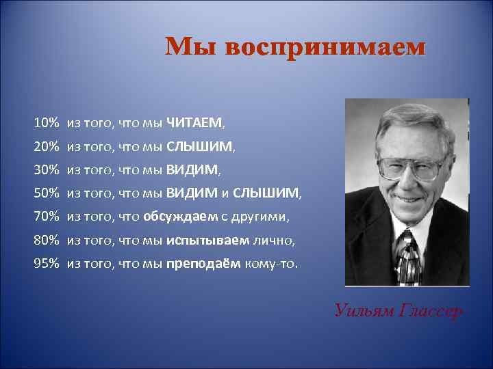 10% из того, что мы ЧИТАЕМ, 20% из того, что мы СЛЫШИМ, 30% из