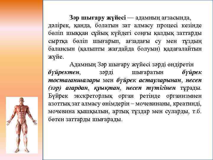 Зәр шығару жүйесі — адамның ағзасында, дәлірек, қанда, болатын зат алмасу процесі кезінде бөліп