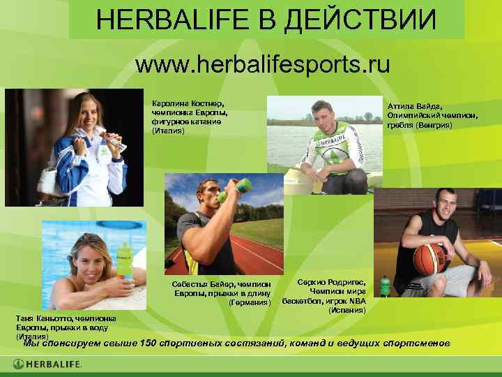 HERBALIFE В ДЕЙСТВИИ www. herbalifesports. ru Каролина Костнер, чемпионка Европы, фигурное катание (Италия) Себастья