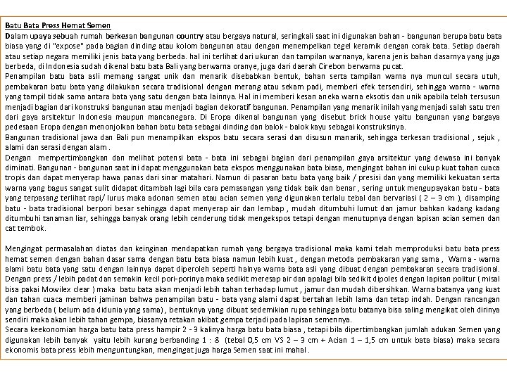 Batu Bata Press Hemat Semen Dalam upaya sebuah rumah berkesan bangunan country atau bergaya