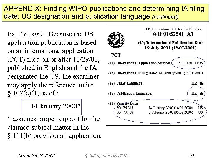 APPENDIX: Finding WIPO publications and determining IA filing date, US designation and publication language