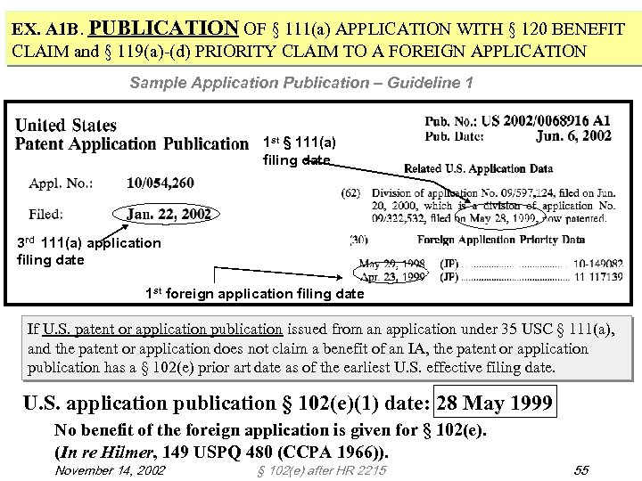 EX. A 1 B. PUBLICATION OF § 111(a) APPLICATION WITH § 120 BENEFIT CLAIM