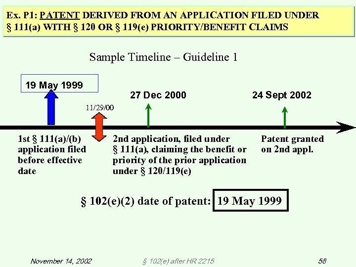 Ex. P 1: PATENT DERIVED FROM AN APPLICATION FILED UNDER § 111(a) WITH §