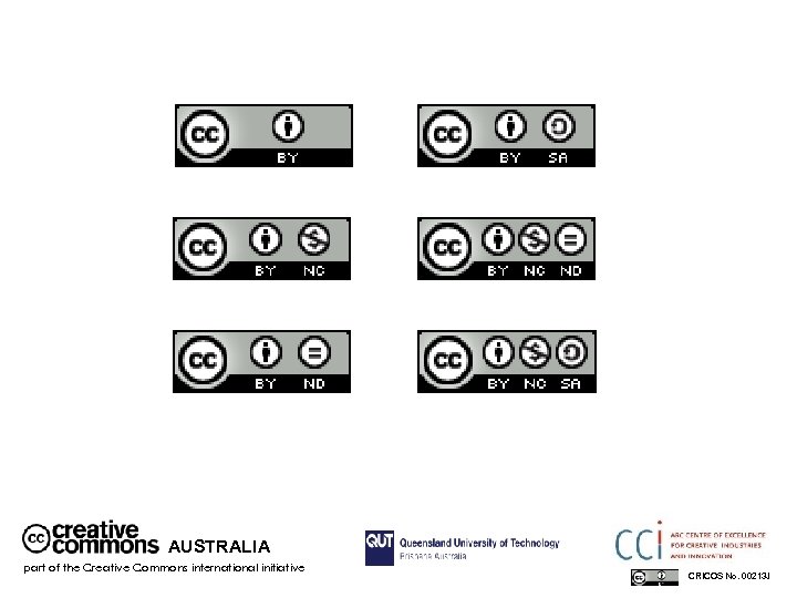 AUSTRALIA part of the Creative Commons international initiative CRICOS No. 00213 J 