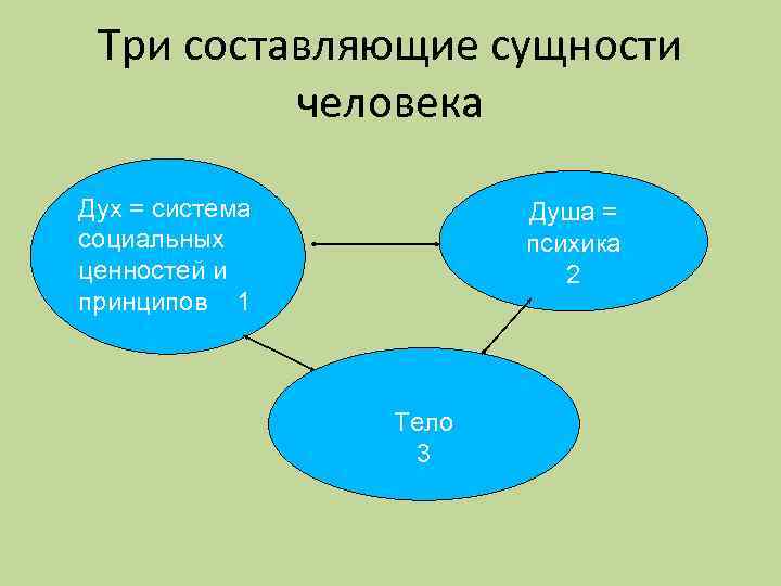 Три составляющие сущности человека Дух = система социальных ценностей и принципов 1 Душа =