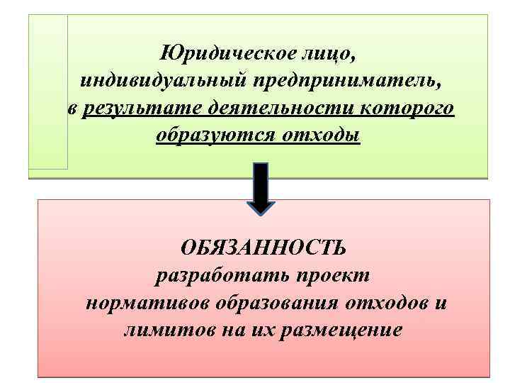 Юридическое лицо, индивидуальный предприниматель, в результате деятельности которого образуются отходы ОБЯЗАННОСТЬ разработать проект нормативов