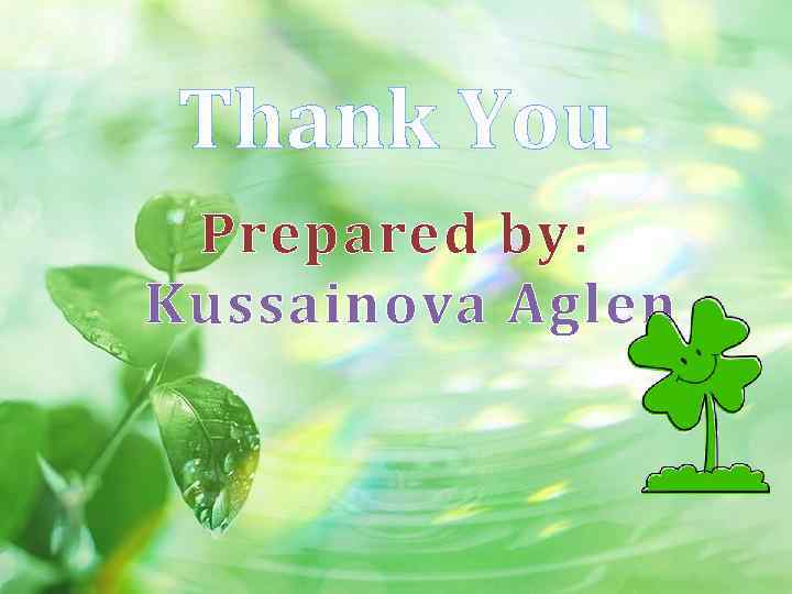 Thank You Prepared by: Kussainova Aglen 