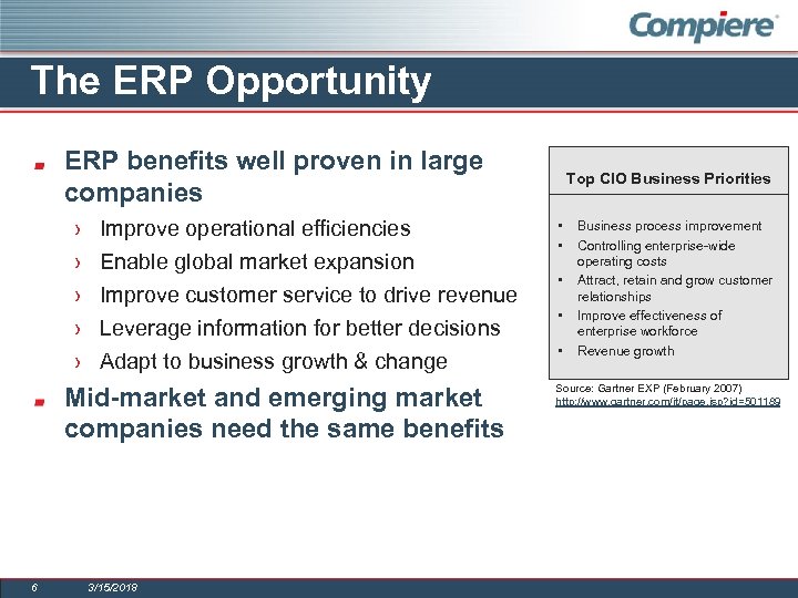The ERP Opportunity ERP benefits well proven in large companies › › › Improve