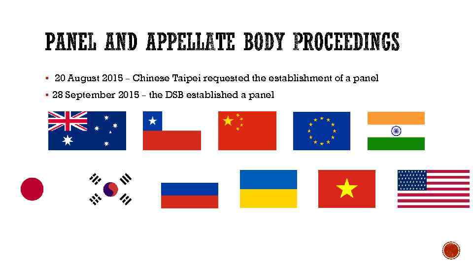 § 20 August 2015 – Chinese Taipei requested the establishment of a panel §