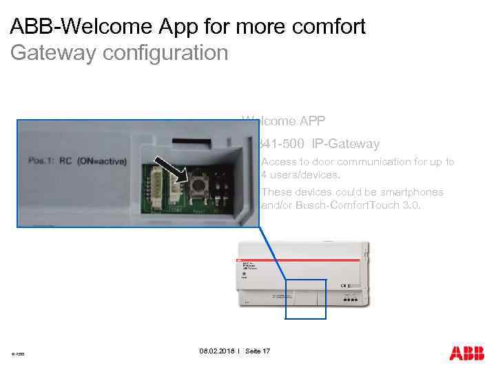 ABB-Welcome App for more comfort Gateway configuration » Welcome APP » 83341 -500 IP-Gateway