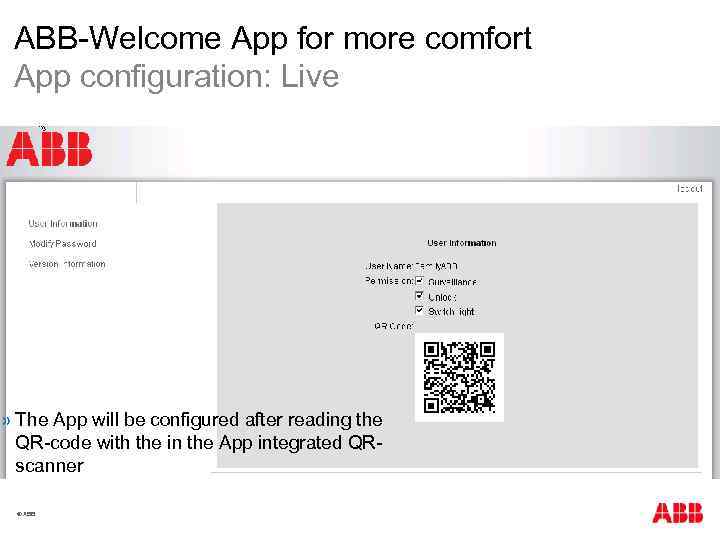 ABB-Welcome App for more comfort App configuration: Live » The App will be configured