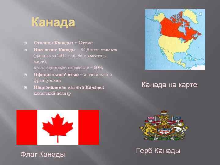 Канада Столица Канады: г. Оттава Население Канады – 34, 6 млн. человек (данные за