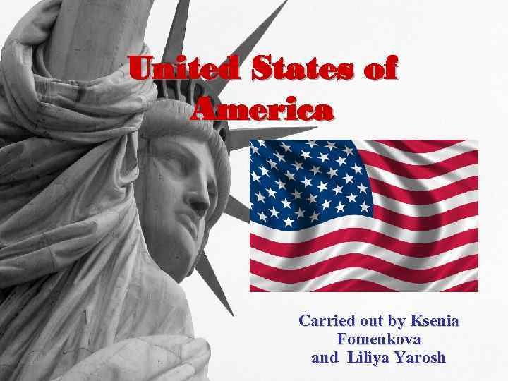 United States of America Carried out by Ksenia Fomenkova and Liliya Yarosh 