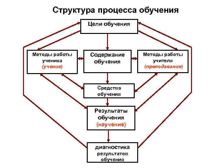 Составьте схему структурных компонентов учебного процесса в высшем учебном заведении