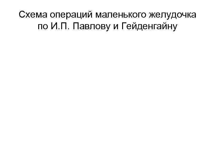Схема операций маленького желудочка по И. П. Павлову и Гейденгайну 