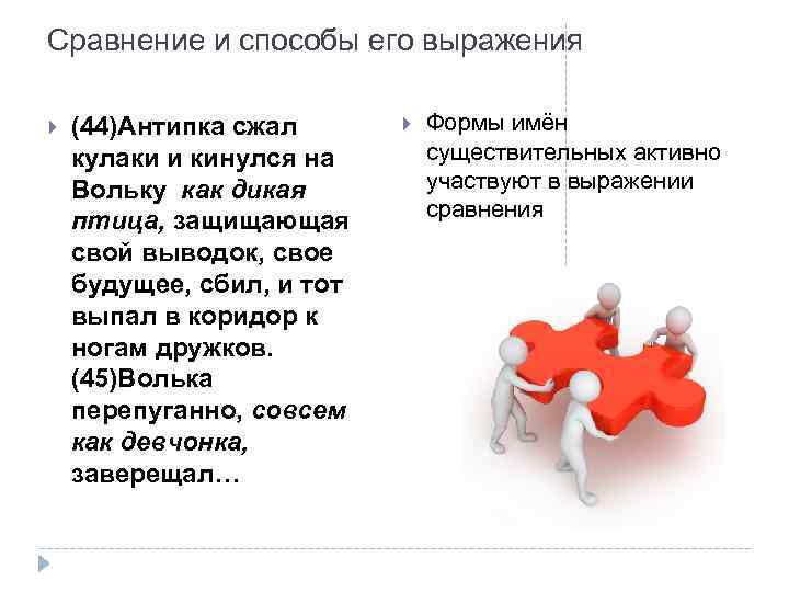 Сравнение и способы его выражения (44)Антипка сжал кулаки и кинулся на Вольку как дикая
