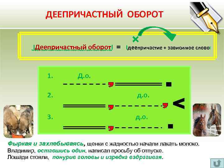 ДЕЕПРИЧАСТНЫЙ ОБОРОТ IДеепричастный оборот. I = Iдеепричастие + зависимое слово. I 1. Д. о.