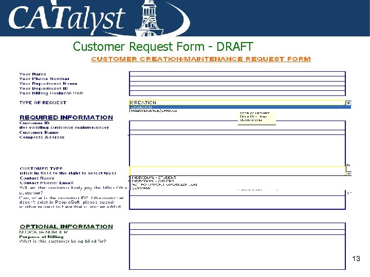 Customer Request Form - DRAFT 13 