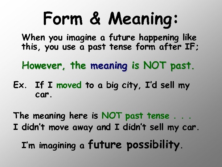 Form & Meaning: When you imagine a future happening like this, you use a