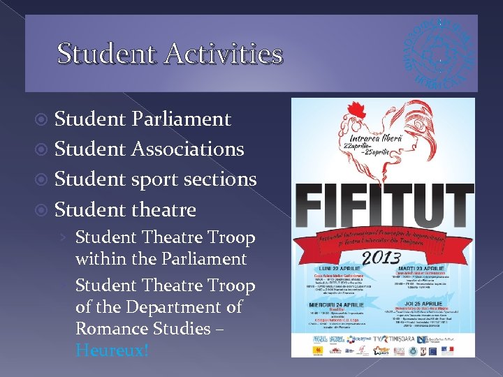 Student Activities Student Parliament Student Associations Student sport sections Student theatre › Student Theatre