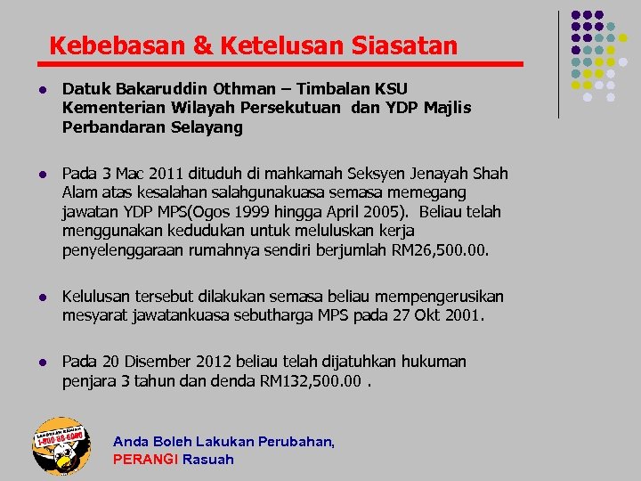 Kebebasan & Ketelusan Siasatan l Datuk Bakaruddin Othman – Timbalan KSU Kementerian Wilayah Persekutuan