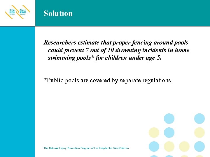 Solution Researchers estimate that proper fencing around pools could prevent 7 out of 10