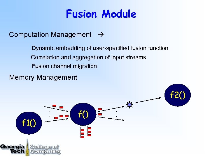Fusion Module Computation Management Dynamic embedding of user-specified fusion function Correlation and aggregation of