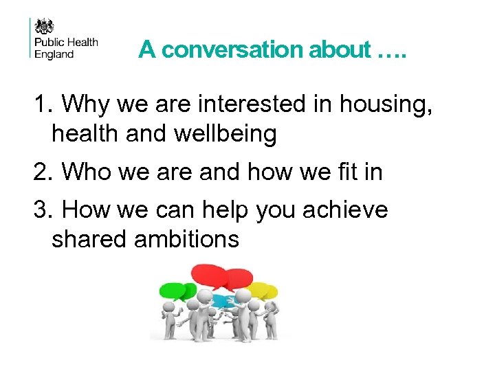 A conversation about …. 1. Why we are interested in housing, health and wellbeing