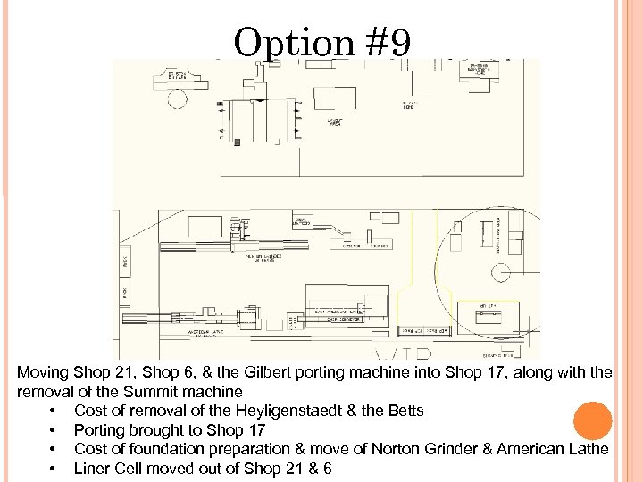Option #9 Moving Shop 21, Shop 6, & the Gilbert porting machine into Shop