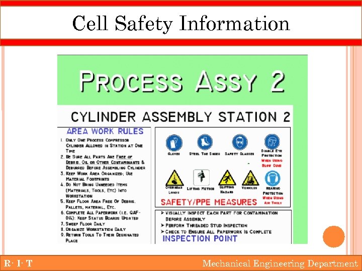 Cell Safety Information R· I· T Mechanical Engineering Department 