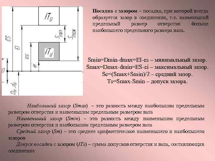 Посадка с зазором – посадка, при которой всегда образуется зазор в соединении, т. е.