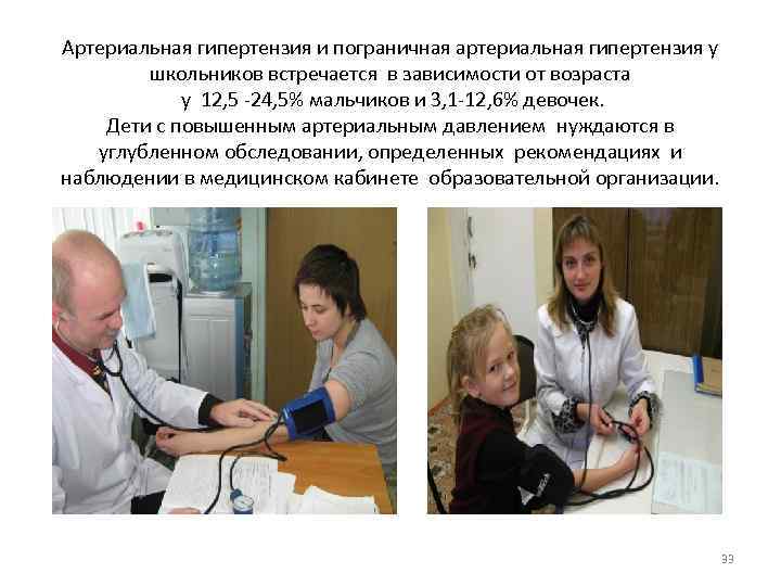 Артериальная гипертензия и пограничная артериальная гипертензия у школьников встречается в зависимости от возраста у