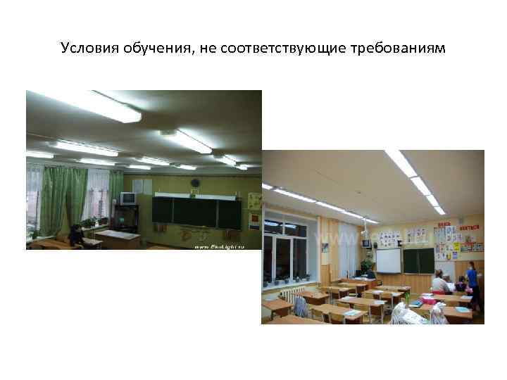 Условия обучения, не соответствующие требованиям 