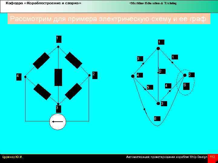 Кафедра «Кораблестроение и сварка» -Maritime Education & Training Рассмотрим для примера электрическую схему и