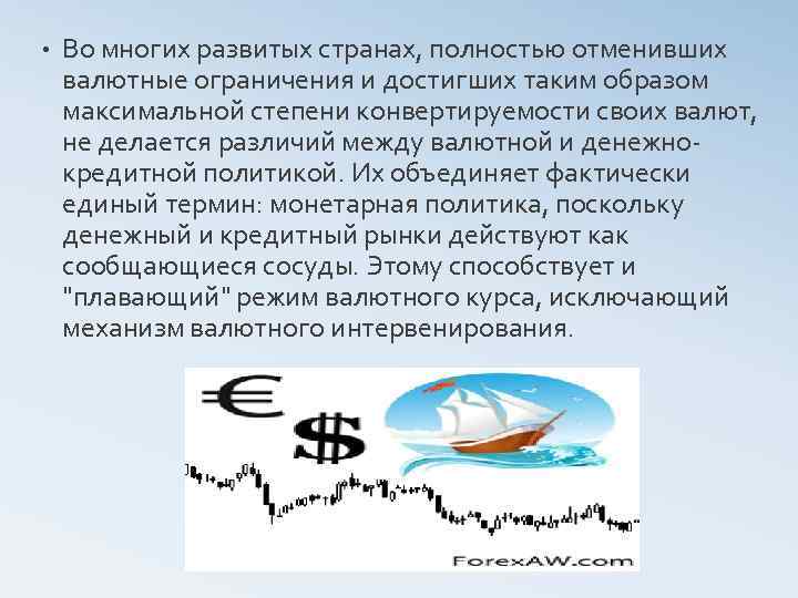  • Во многих развитых странах, полностью отменивших валютные ограничения и достигших таким образом