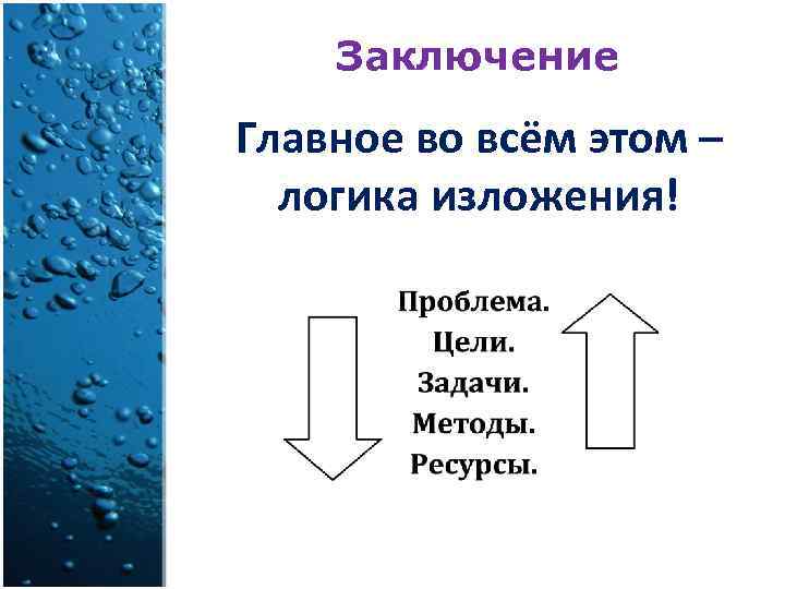 Заключение Главное во всём этом – логика изложения! 