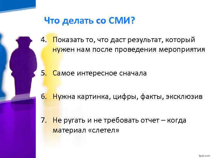 Что делать со СМИ? 4. Показать то, что даст результат, который нужен нам после