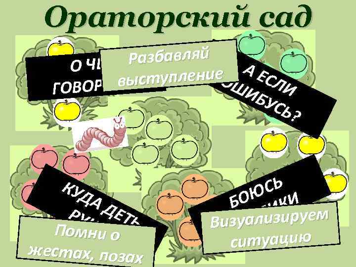 Ораторский сад Разбавляй О ЧЕМ е А ЕСЛ в. Ь? ступлени ОШ ВОРИТ ы