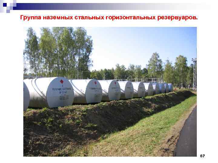 Группа наземных стальных горизонтальных резервуаров. 67 