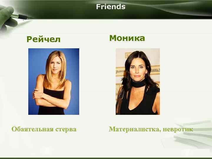 Friends Рейчел Обаятельная стерва Company Logo Моника Материалистка, невротик Copyright © Wondershare Software 