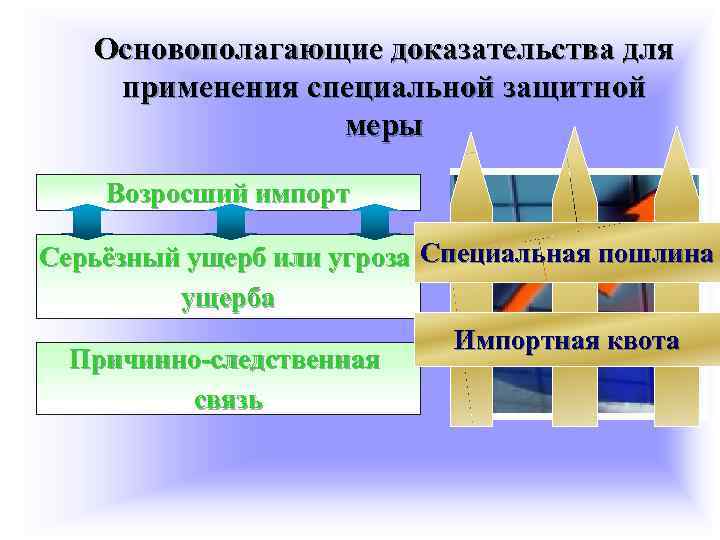 Основополагающие доказательства для применения специальной защитной меры Возросший импорт Серьёзный ущерб или угроза Специальная