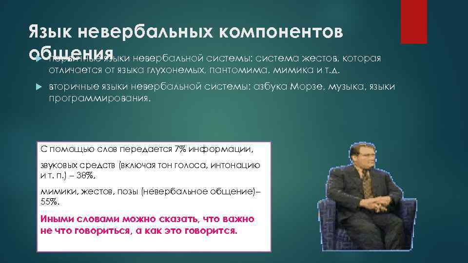 Язык невербальных компонентов общения невербальной системы: система жестов, которая первичные языки отличается от языка