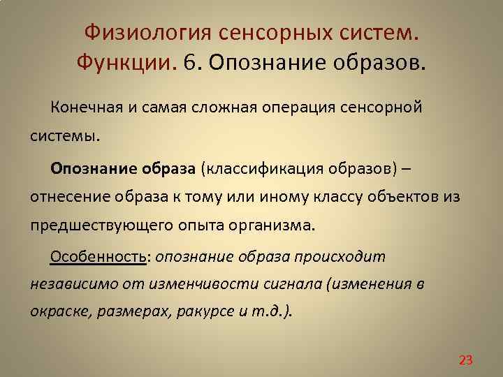 Физиологический образ. Опознание образов физиология. Детектирование сигналов и опознание образов. Детектирование сигналов и опознание образов физиология. Опознание образов в сенсорной системе.