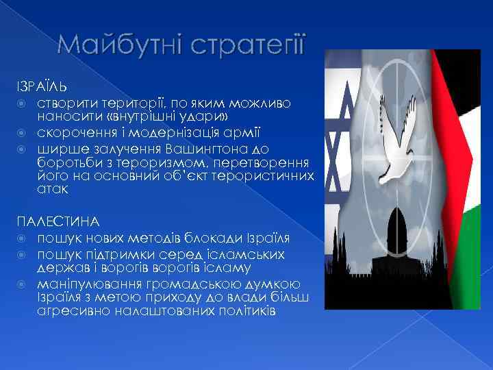 Майбутні стратегії ІЗРАЇЛЬ створити території, по яким можливо наносити «внутрішні удари» скорочення і модернізація