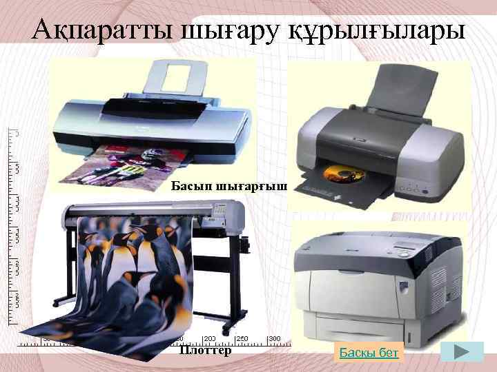 Ақпаратты шығару құрылғылары Басып шығарғыш Плоттер Басқы бет 