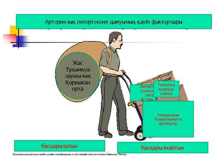 Артериялық гипертензия дамуының қауіп факторлары Жас Тұқымқуа лаушылық Қоршаған орта семіздік Шылым шегу Ас